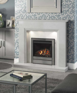 Contemporary gas fire in smart marble surround