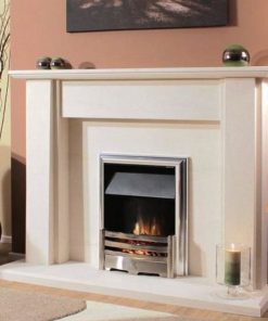 Elegant silver finish fireplace in terracotta living room