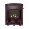 Small fireplace in plum colour with coals alight
