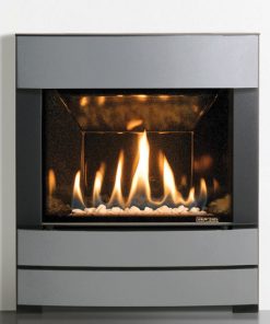 Modern metal convector gas fireplace in grey