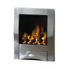 Silver metal modern fireplace with fire alight