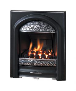 Small metal gas fire with flower detailing
