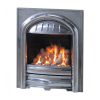 Small metal fireplace with arch detailing