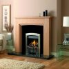 Silver and black fireplace insert with modern fretting in stylish wooden surround