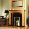 Smart silver fireplace with black and timber surround and separate mirror